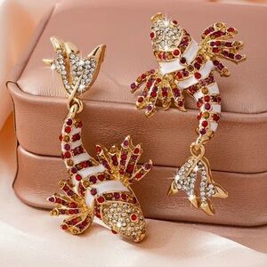 ♥️ NEW Stunning & sparkling Gold and Red Fish Earrings ♥️